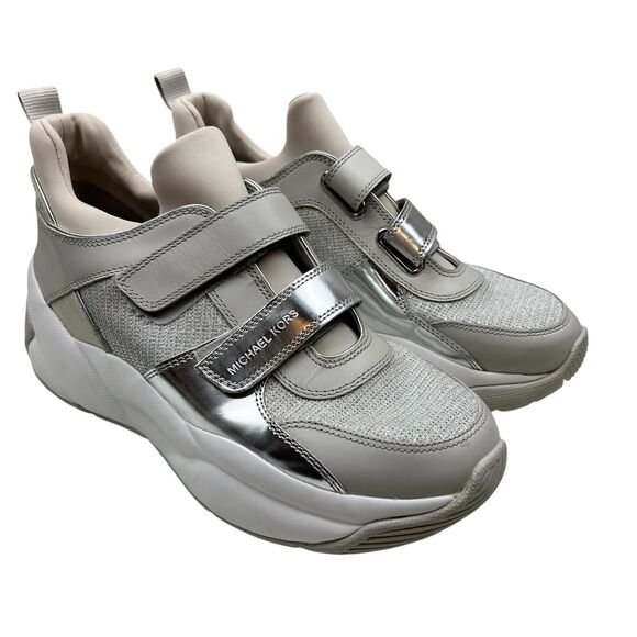 Michael Kors Keeley Trainer Sneakers Silver Slip On Shoes size 10 - Picture 2 of 6
